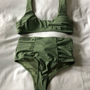 High waisted bikini green